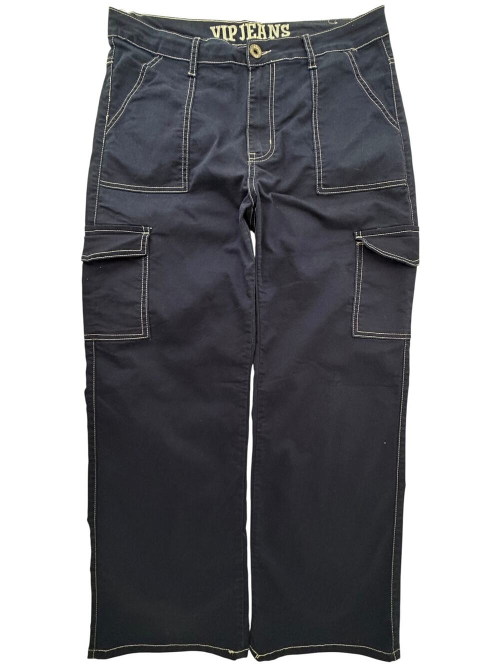 VIP Jeans Pants Women's 15/32 Navy Blue Cotton Cargo pockets